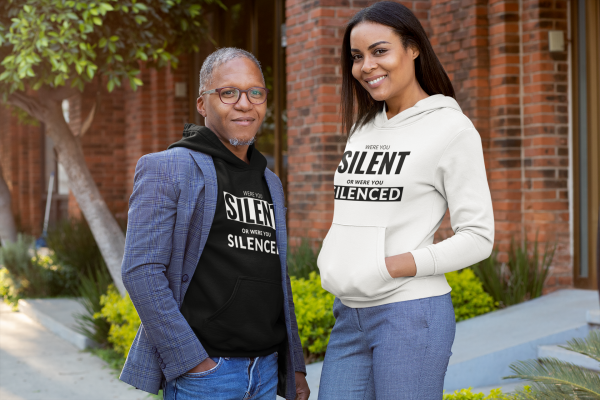 hoodie-mockup-of-two-friends-talking-on-the-street-31635 (2) Were you silenced hoodie